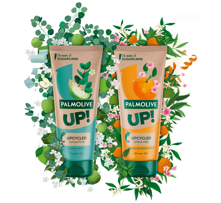Two Palmolive shower gel's with upcycled ingredients